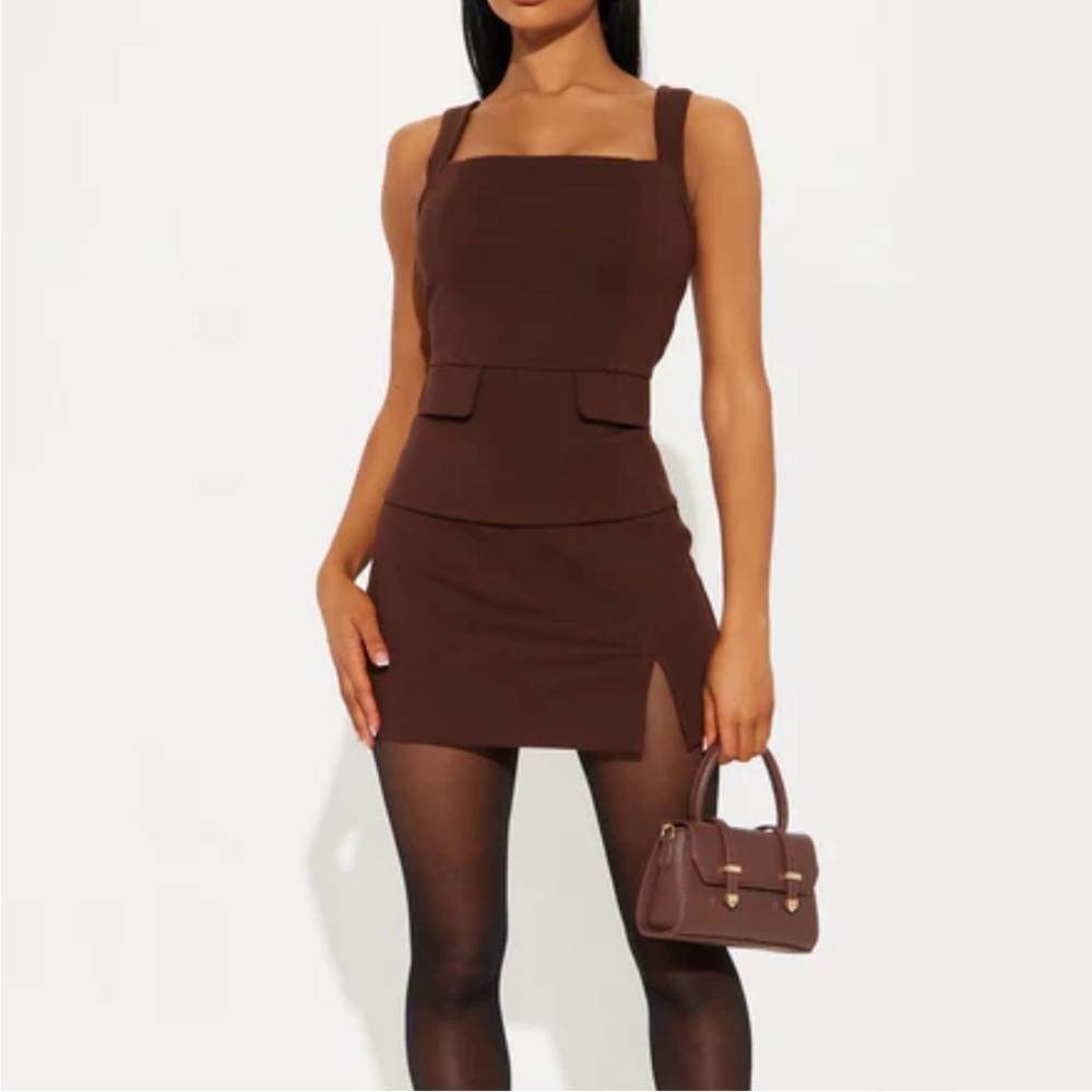 NEW Fashion Nova Elegant Brown Skort Set